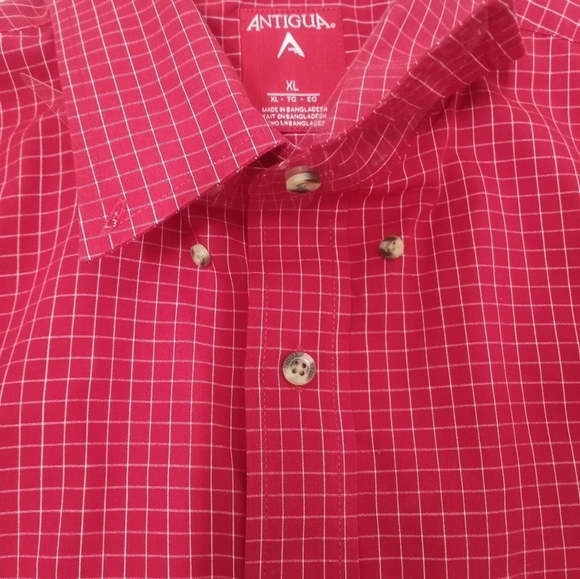 Antigua North Carolina State Windowpane Plaid Button Down Shirt Size XL - Picture 2 of 15